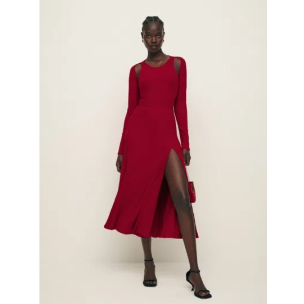 NWT REFORMATION Lorelai Knit Dress In Lipstick
